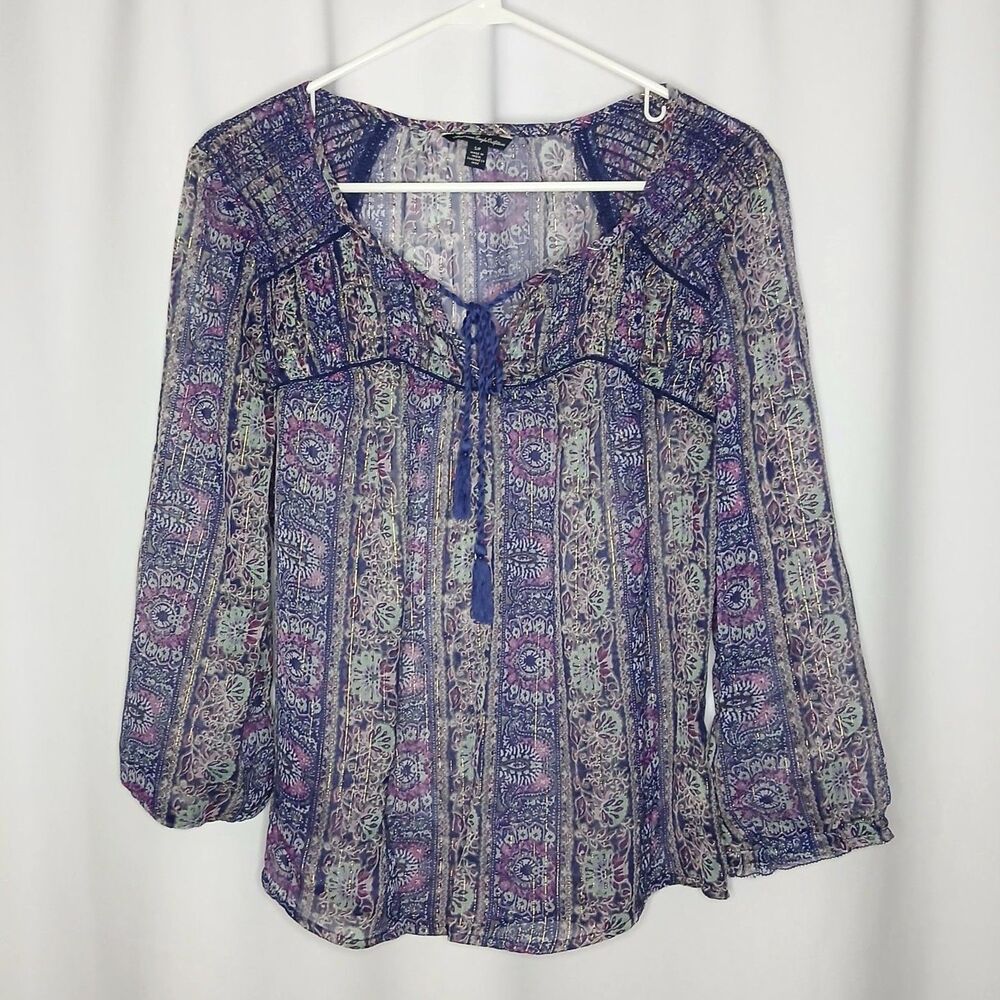 American Eagle Outfitters Peasant Blouse Boho Paisley Relaxed Top Womens Small